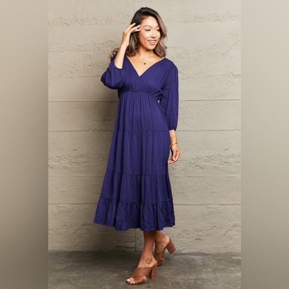 Tied Backless Tiered Midi Dress - Picture 1 of 5